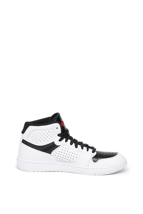 Nike, Кожени спортни обувки Jordan Access с перфорации, Бял/Черен, 11.5
