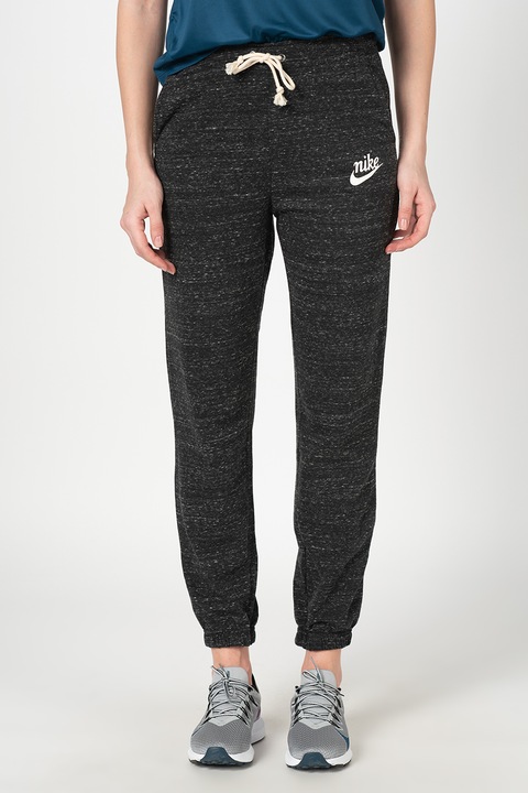 Nike, Фитнес панталон с връзка, Бял/Черен