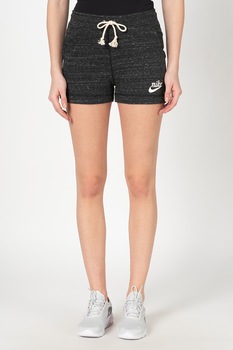 Nike, Pantaloni scurti slim fit cu logo, Negru stins/Alb prafuit Nike, Pantaloni scurti slim fit cu logo, Negru stins/Alb prafuit