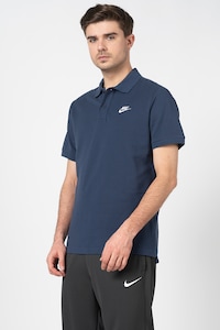 Nike, Тениска Matchup от памучно пике с яка, Тъмносин / Бял, XL