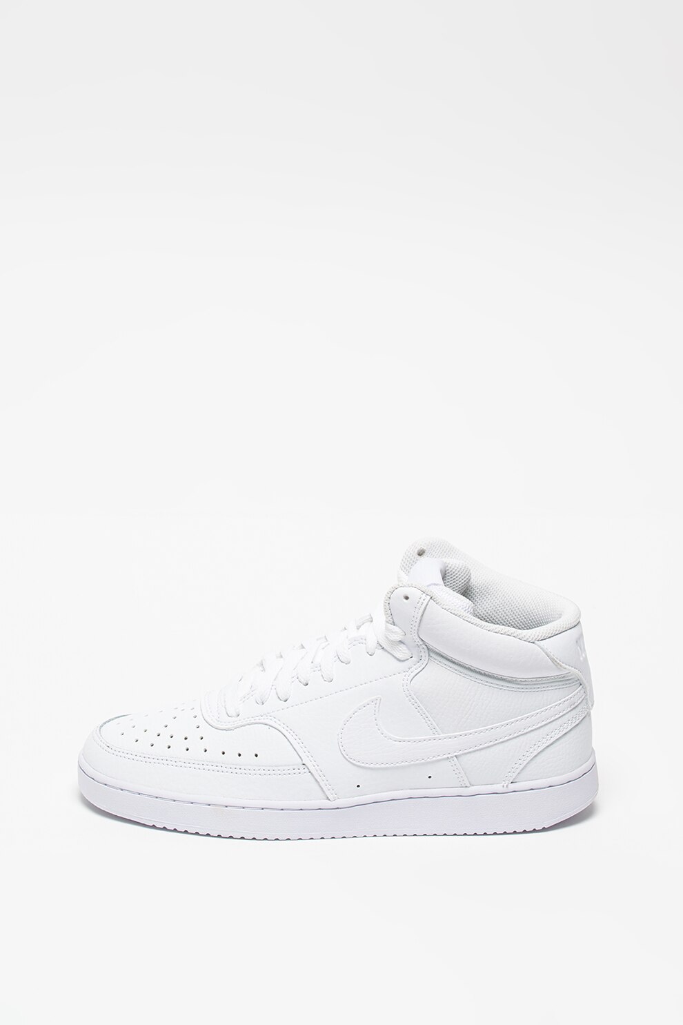 Nike, Pantofi sport mid-high de piele si piele ecologica Court Vision, Alb