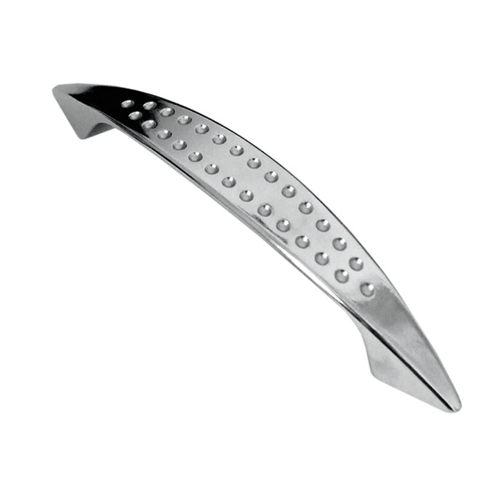 Set maner pentru mobila, economic, arcada inegala cu puncte crom lucios, 96mm, 200 buc