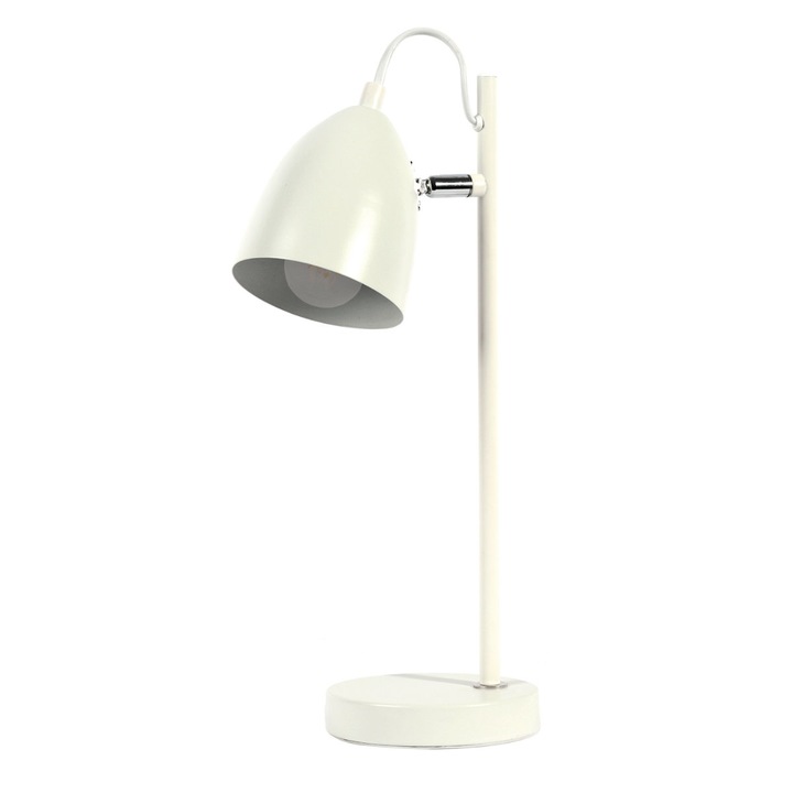 Platinet 44874 asztali lámpa, E14, 25W, magasság 370mm, alap φ165x22mm, lámpaernyő φ95x115mm, fém, fehér