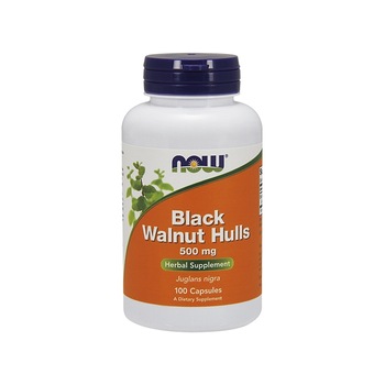 Supliment alimentar Black Walnut Hulls, Now, 500 mg, 100 de capsule Supliment alimentar Black Walnut Hulls, Now, 500 mg, 100 de capsule