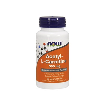Supliment nutritiv Acetyl L-Carnitine, Now, 50 Capsule Supliment nutritiv Acetyl L-Carnitine, Now, 50 Capsule