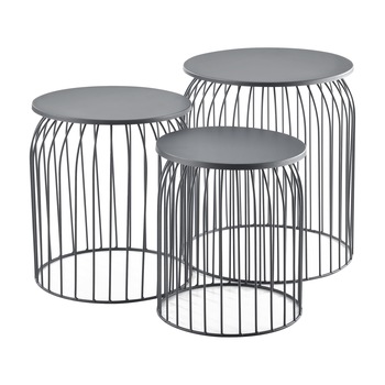 Set 3 bucati masuta cafea Dalia, en.casa, masa mare 40 x 40 x 44 cm, metal, gri inchis Set 3 bucati masuta cafea Dalia, en.casa, masa mare 40 x 40 x 44 cm, metal, gri inchis