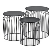 Set 3 bucati masuta cafea Dalia, en.casa, masa mare 40 x 40 x 44 cm, metal, negru