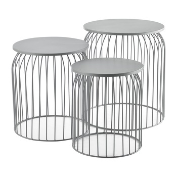 Set 3 bucati masuta cafea Dalia, en.casa, masa mare 40 x 40 x 44 cm, metal, gri deschis Set 3 bucati masuta cafea Dalia, en.casa, masa mare 40 x 40 x 44 cm, metal, gri deschis