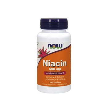 Supliment nutritiv Now, Niacin, 500mg, 100 capsule Supliment nutritiv Now, Niacin, 500mg, 100 capsule