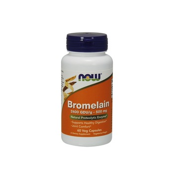 Supliment nutritiv Bromelain, Now, 500 mg, 60 de capsule vegetale Supliment nutritiv Bromelain, Now, 500 mg, 60 de capsule vegetale