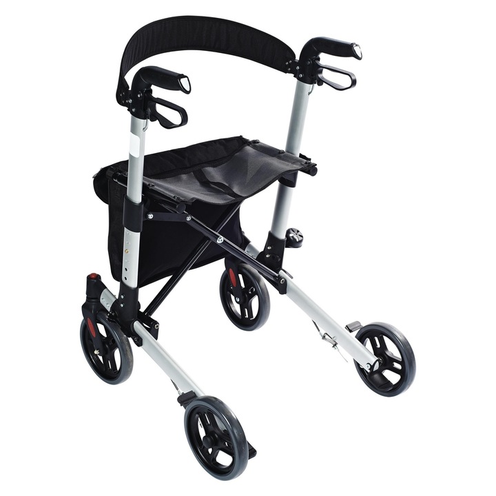 Cadru Ajutator Pentru Mers Cu Roti, Pliant, Rolator Pentru Seniori, Ridder, Ideal Pentru Exterior, Usor De Transportat Si Depozitat, Capacitate Suport Pana La 136 Kg, Constructie Durabila Si Sigura, Design Ergonomic Pentru Confort Maxim