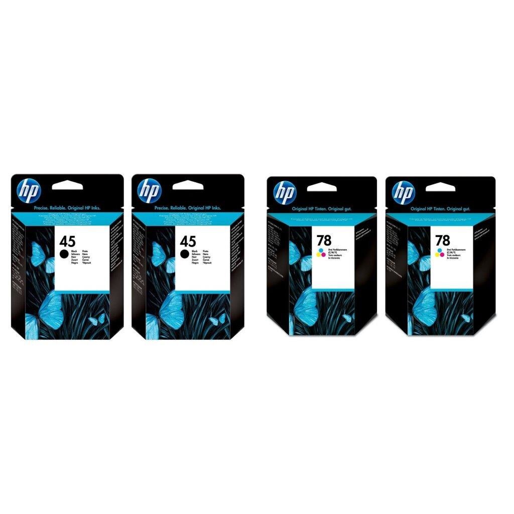 Pachet cartuse cerneala 51645AE (45) negru x 2 C6578DE (78) tricolor x 2 HP original 122ml 2980 pagini