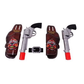 Set Pistoale Cowboy cu Teaca pentru Pistol si Curea, 5 Piese Set Pistoale Cowboy cu Teaca pentru Pistol si Curea, 5 Piese