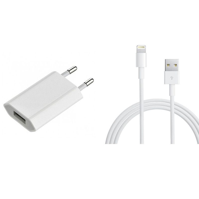 Incarcator/adaptor priza Apple original Iphone cu Cablu date original Apple, iPhone, USB Lightning m, White -