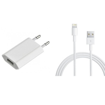 Incarcator/adaptor priza Apple original Iphone cu Cablu de date original Apple, iPhone, USB to Lightning 1 m, White Incarcator/adaptor priza Apple original Iphone cu Cablu de date original Apple, iPhone, USB to Lightning 1 m, White