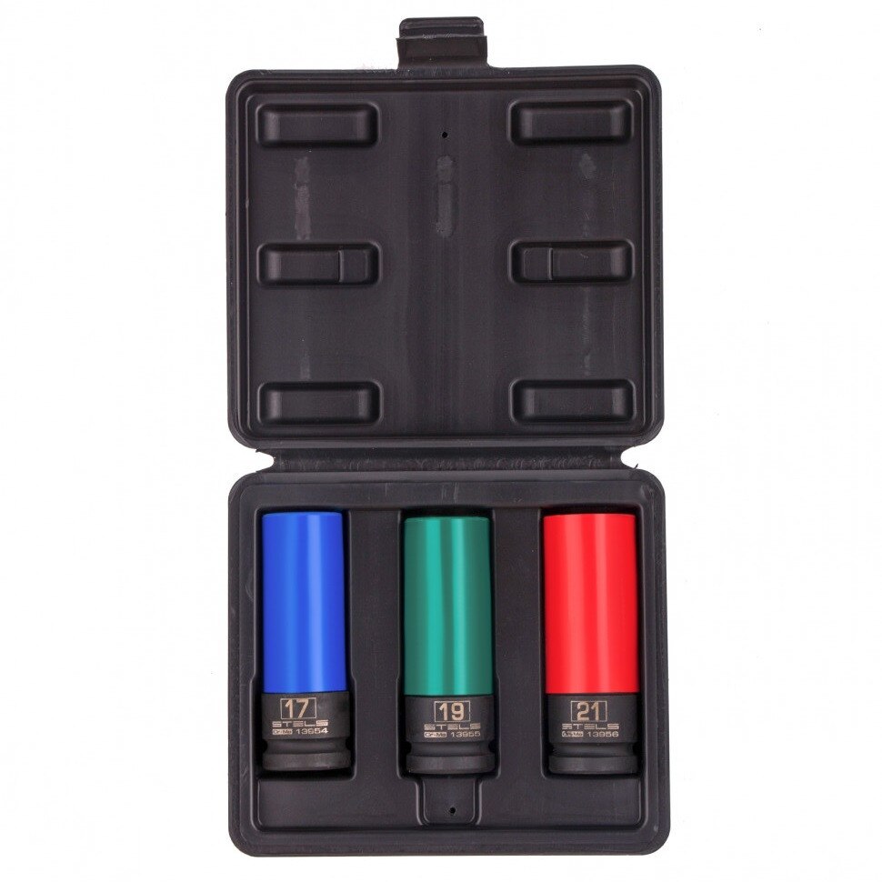 Set capete cu impact hex adanci pentru jante (17, 19, 21 mm), 1/2 