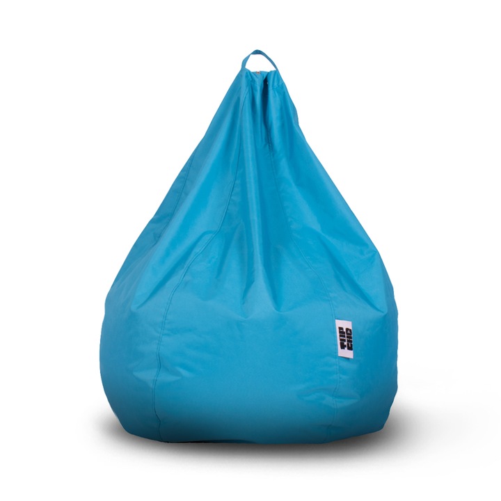 Topcho babzsákfotel nagy körte, outdor vízálló anyagból, világoskék, kivehető tok, töltött polisztirol gyöngyökkel