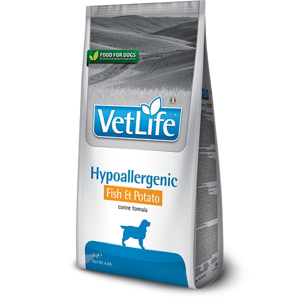 Hrana dietetica pentru caini, Vet Life Hypoalergenic Fish&Potato, 2 kg