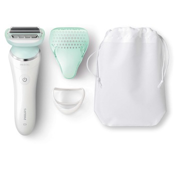 Epilator Philips SatinShave Advanced Prestige, Wet&Dry, 3 accesorii, 2 lame de ras, Alb/Verde Epilator Philips SatinShave Advanced Prestige, Wet&Dry, 3 accesorii, 2 lame de ras, Alb/Verde