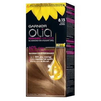 Vopsea de par permanenta fara amoniac Garnier Olia 8.13 Sandy Blonde, 112 ml Vopsea de par permanenta fara amoniac Garnier Olia 8.13 Sandy Blonde, 112 ml