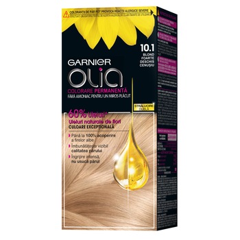 Vopsea de par permanenta fara amoniac Garnier Olia 10.1 Blond Foarte Deschis Cenusiu, 112 ml Vopsea de par permanenta fara amoniac Garnier Olia 10.1 Blond Foarte Deschis Cenusiu, 112 ml