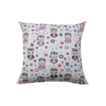 Perna, Bufnite mici roz cu turcoaz, 40x40cm Perna, Bufnite mici roz cu turcoaz, 40x40cm