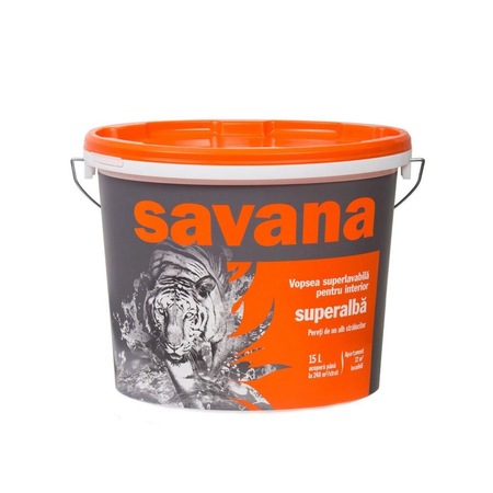 Vopsea superlavabila, super alba, Savana de interior, alba 15L