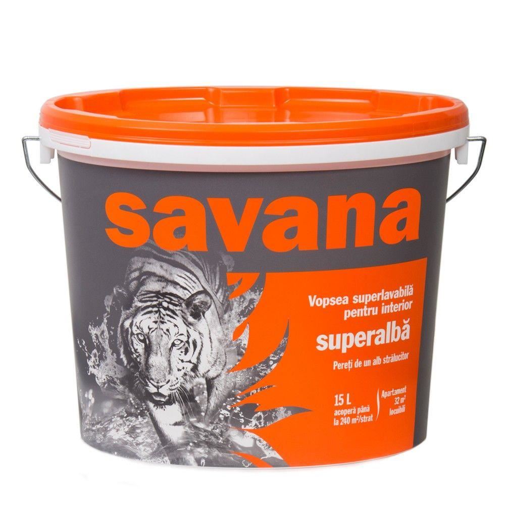 Vopsea superlavabila, super alba, Savana de interior, alba 15L