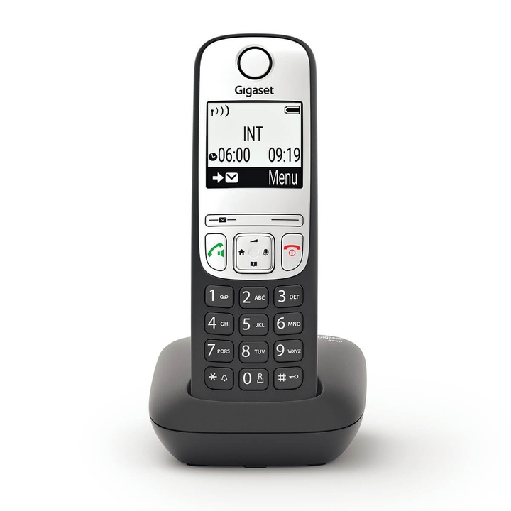 Gigaset A690 vezeték nélküli (DECT) telefon, kihangosítható, 100 neves telefonkönyv, hívófélazonosítás, Fekete/Ezüst