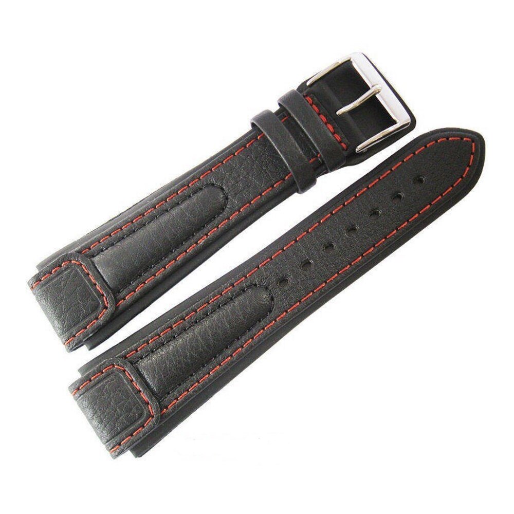 Curea de ceas Di-Modell Chronissimo 1370-07202, 20mm, Negru, catarama argintie, cusatura rosie