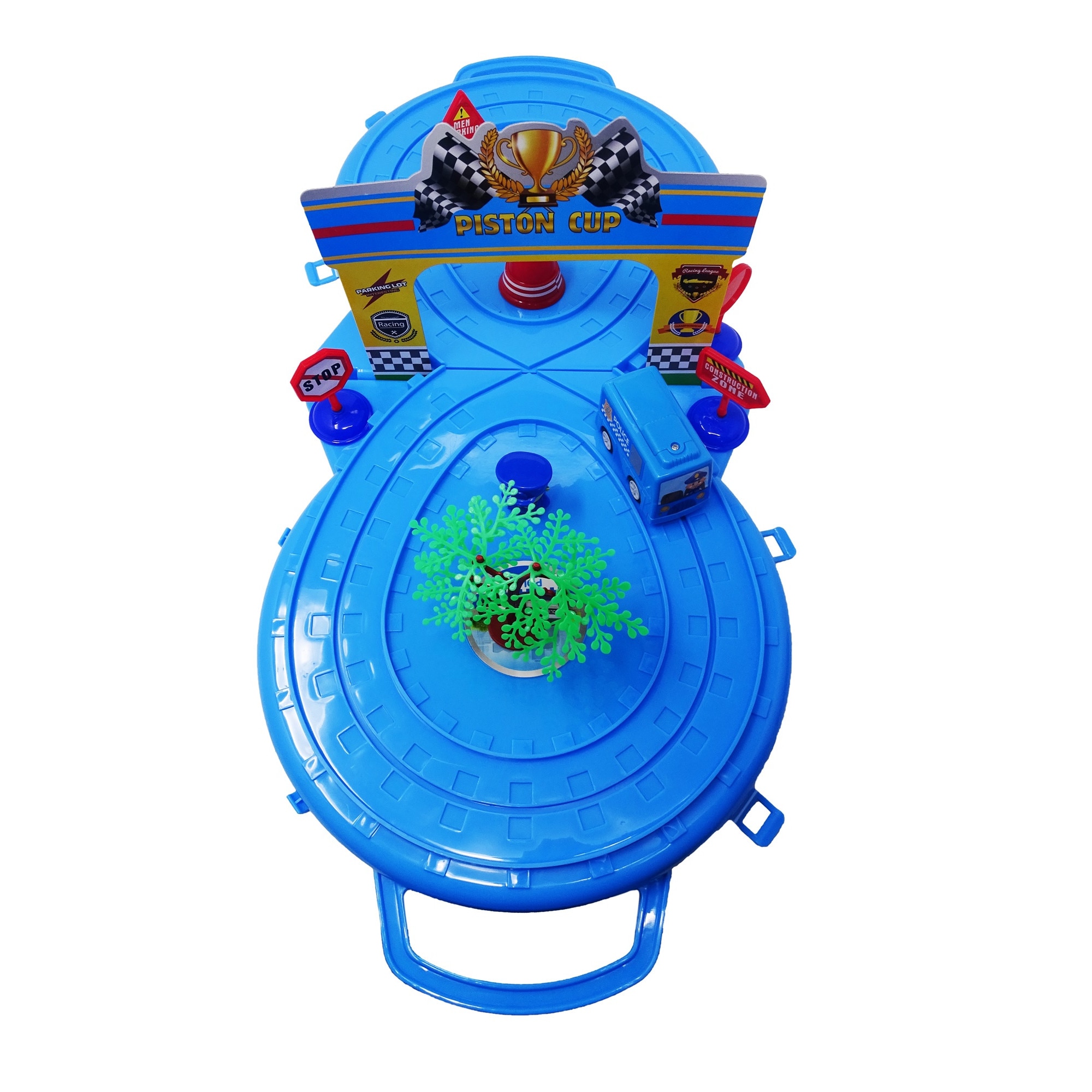 Set Circuit de Masini cu Semne de Circulatie si o Masina de Politie, Albastra