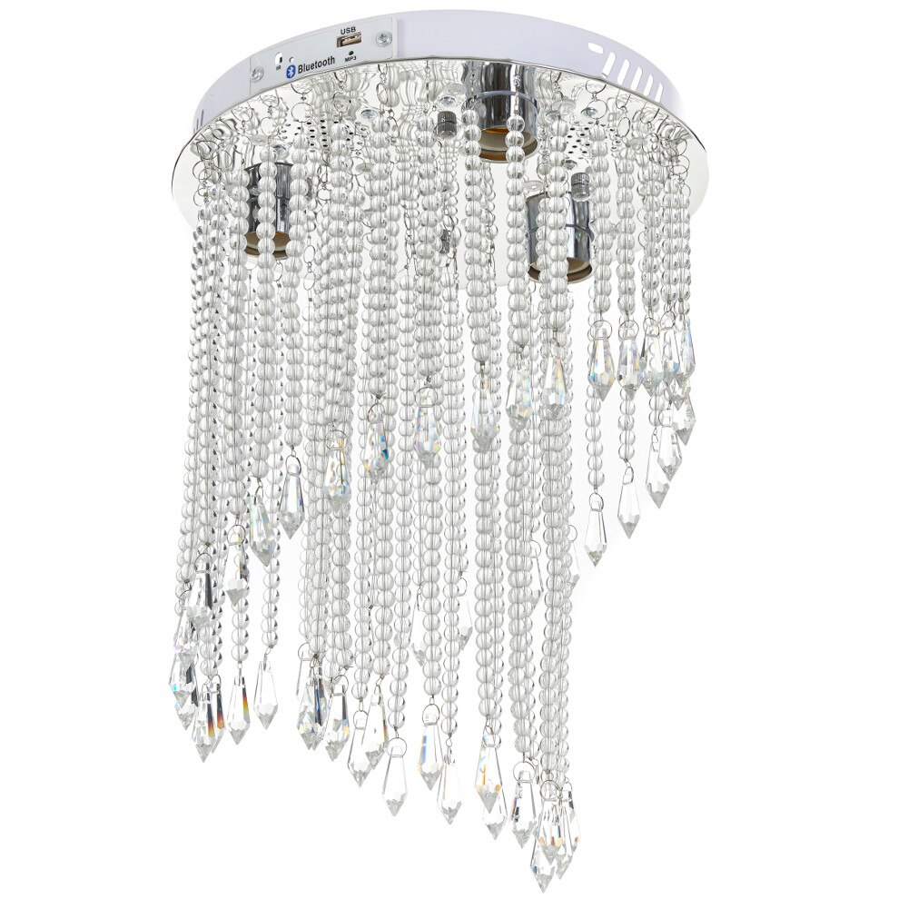 Plafoniera, Crom, 3хE27+led rgb, mp3, bluetooth, 2141/30 CH