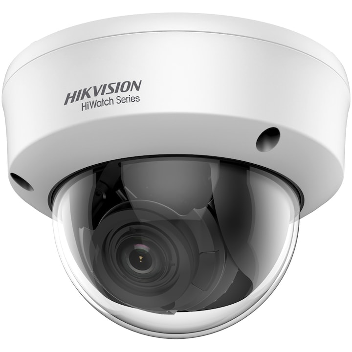 Camera de supraveghere Hikvision HiWatch Turbo HD Dome, 2MP, 2.8-12mm Vari Focal Lens, 40m IR, EXIR Dome, IP66, Alb