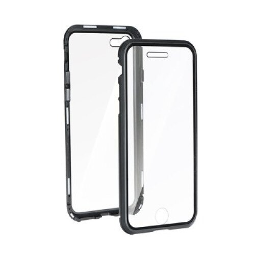 Husa 360 de grade Sticla FATA si SPATE Temperata Securizata Full Protection prindere Magnetica, pe magneti, Bumper din Aluminiu, IPHONE X/XS, Negru