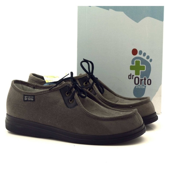 Pantofi ortopedici barbati Dr Orto pentru picior lat, Gri, 46 EU
