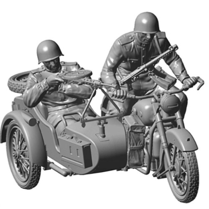 Macheta Militara de construit Zvezda Soviet Motorcycle M-72 motocicleta cu atas 1:35 ZVEZ 3639