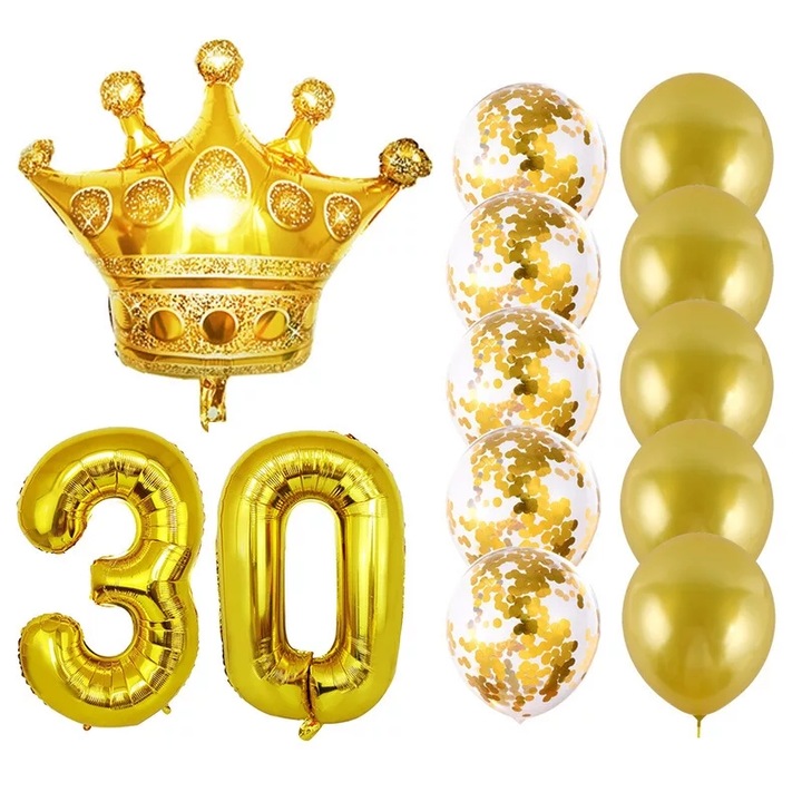 15 db 30. évfordulós lufi készlet - arany