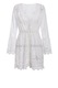 Pareo de plaja, Herablum®, Alb cu broderie si maneci clopot, snur in talie, decolteu adanc in V, marime L