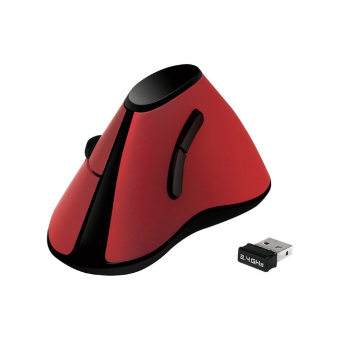 LogiLink мишка, ергономична вертикален, безжична 2.4 GHz, червен