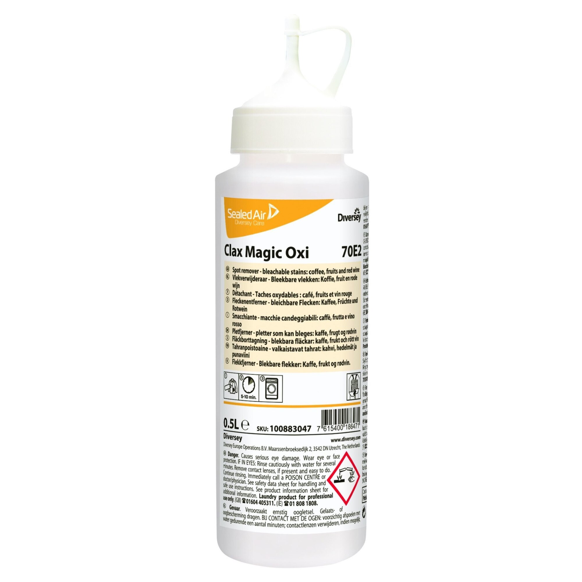 Solutie pentru indepartarea petelor pe baza de apa Clax Magic Oxi 500ml