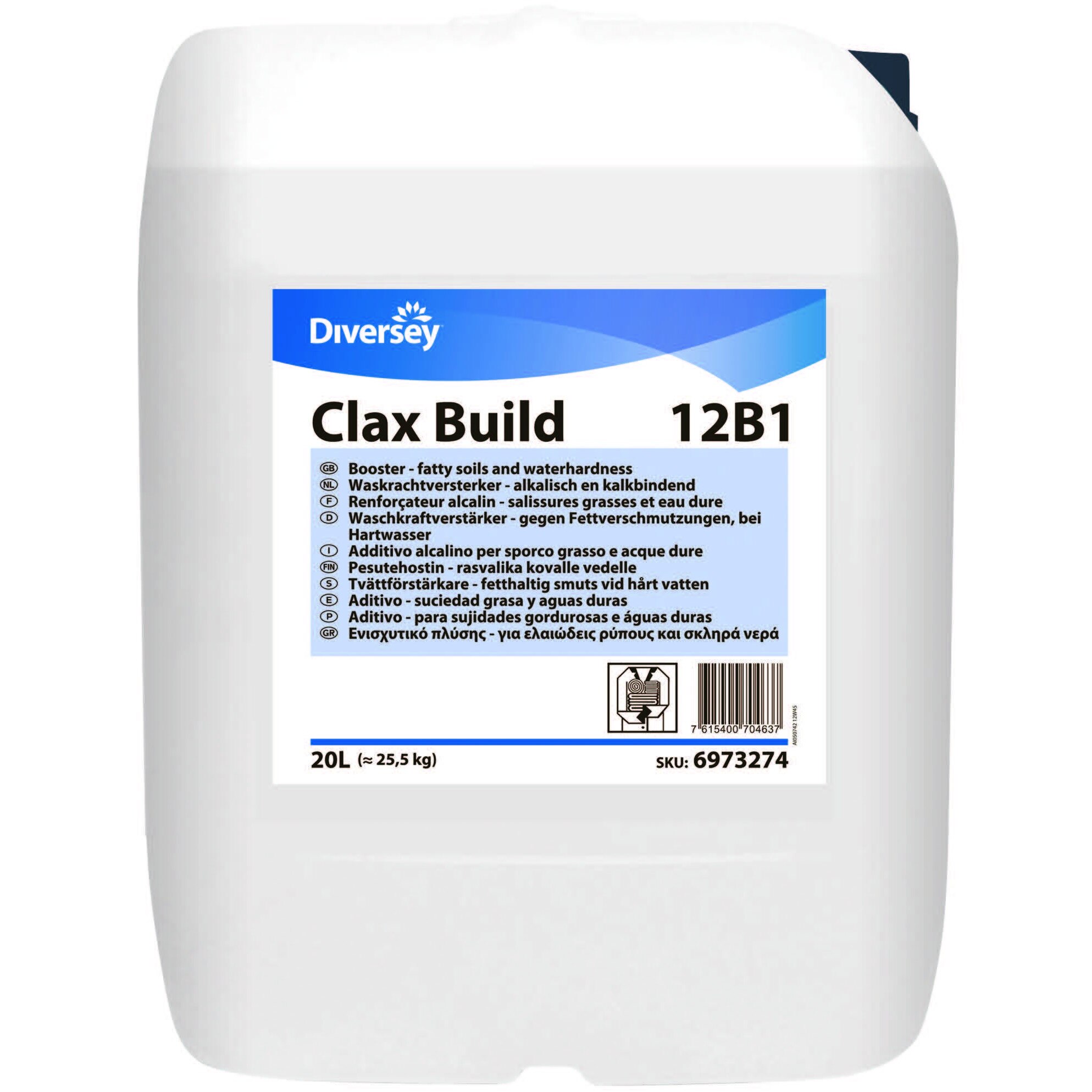 Aditiv alcalin complexant pentru spalarea tesaturilor in apa cu duritate medie Clax Build 20L
