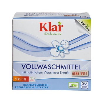Detergent bio pudra fara parfum pentru rufe, cu nuci de sapun, Klar, 1.1 kg Detergent bio pudra fara parfum pentru rufe, cu nuci de sapun, Klar, 1.1 kg