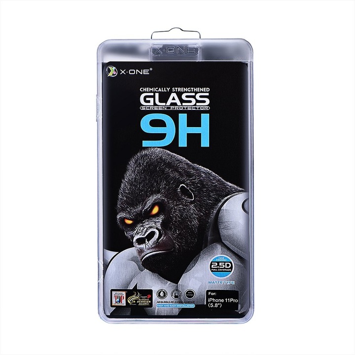 Стъклен протектор X-ONE Full Cover Extra Strong Matte Full Glue за iPhone X / iPhone Xs / iPhone 11 Pro , Черен