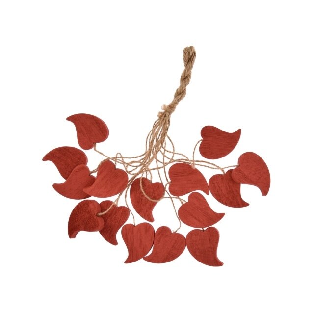 Ghirlanda cu inimioare rosii, de lemn, 4 cm