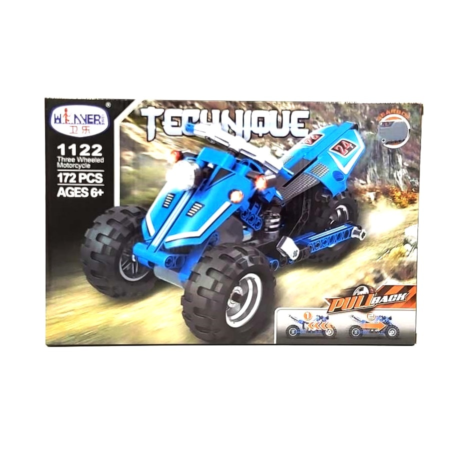 Set de constructie, Motocicleta cu trei roti, 172 piese ABS, Technique