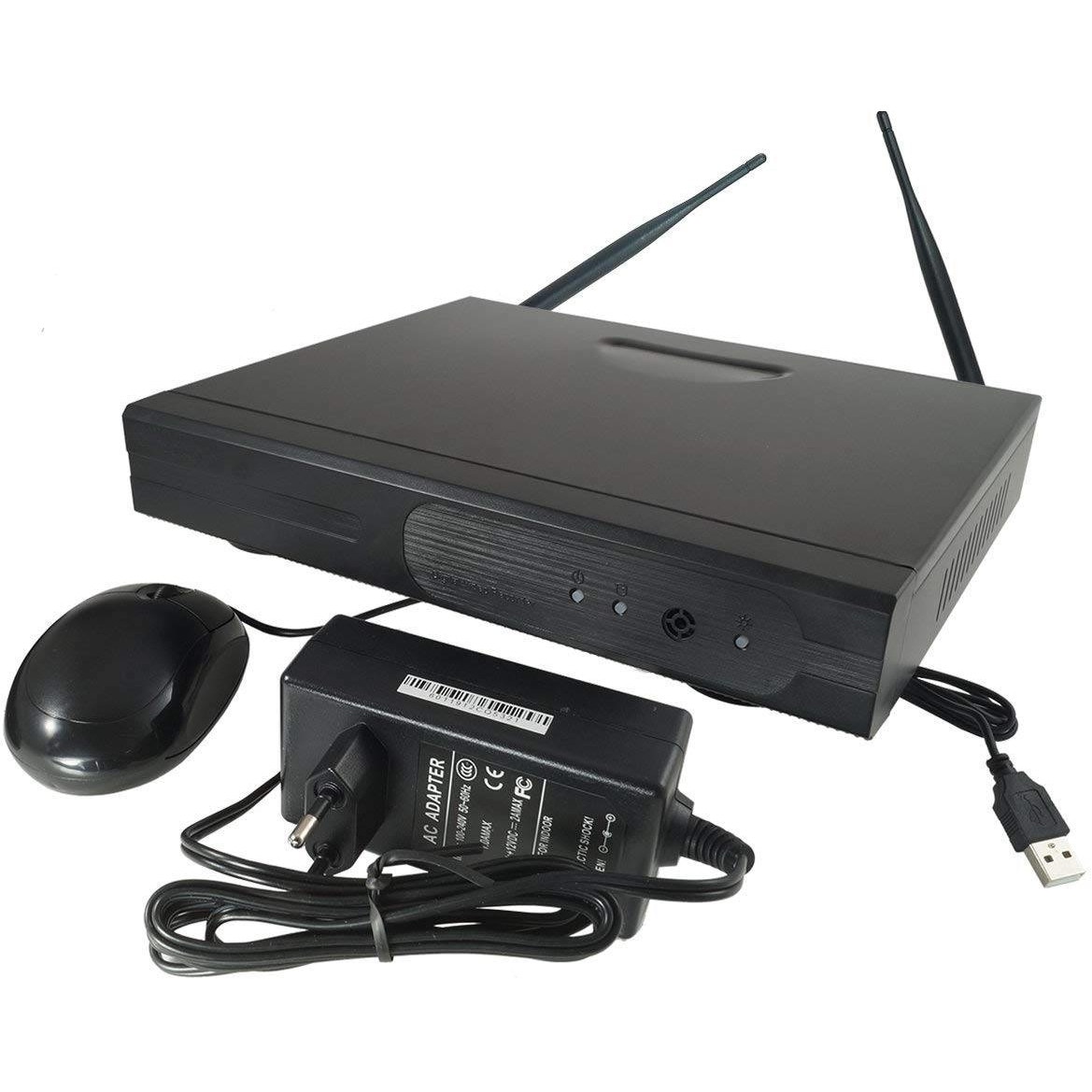 Kit Supraveghere si Securitate Profesional NVR, Wireless, 4 Camere Incluse, Compatibil IOS, Android & PC, Functie NightVison, Usor de Instalat si Montat, Design Modern, Alb&Negru
