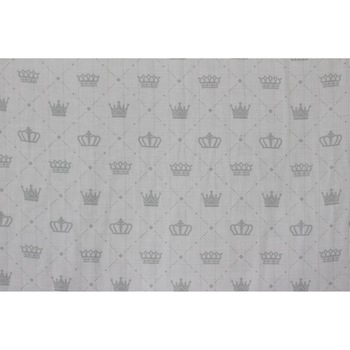 Material textil, Decotex, Muselina alba cu coroane, 100% bumbac, 160 x 100cm Material textil, Decotex, Muselina alba cu coroane, 100% bumbac, 160 x 100cm