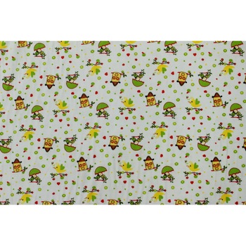 Material textil, Decotex, Finet alb/verde cu pasari 100% bumbac, 150 x 100cm Material textil, Decotex, Finet alb/verde cu pasari 100% bumbac, 150 x 100cm
