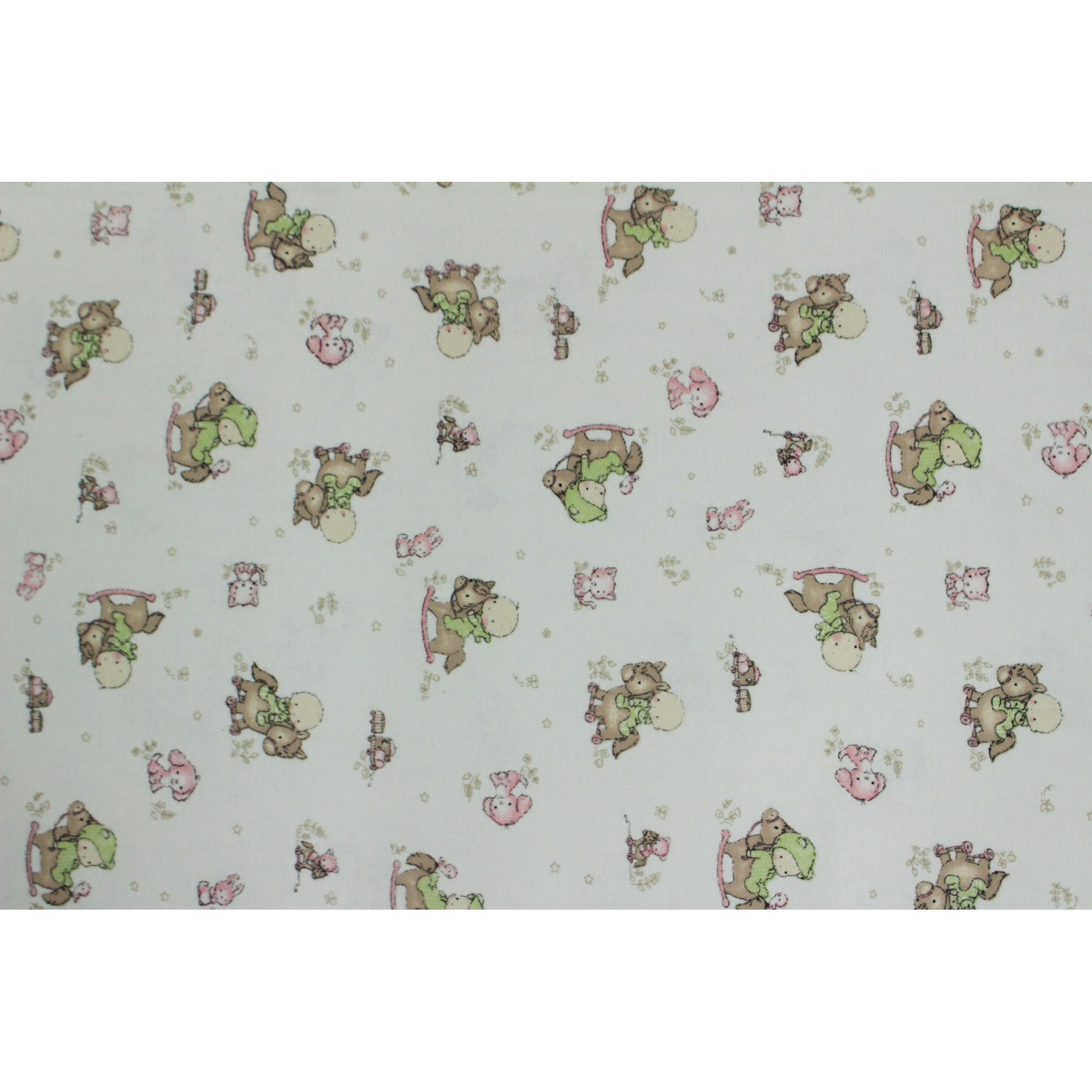 Material textil, Decotex, Finet alb/verde cu caluti 100% bumbac, 150 x 100cm