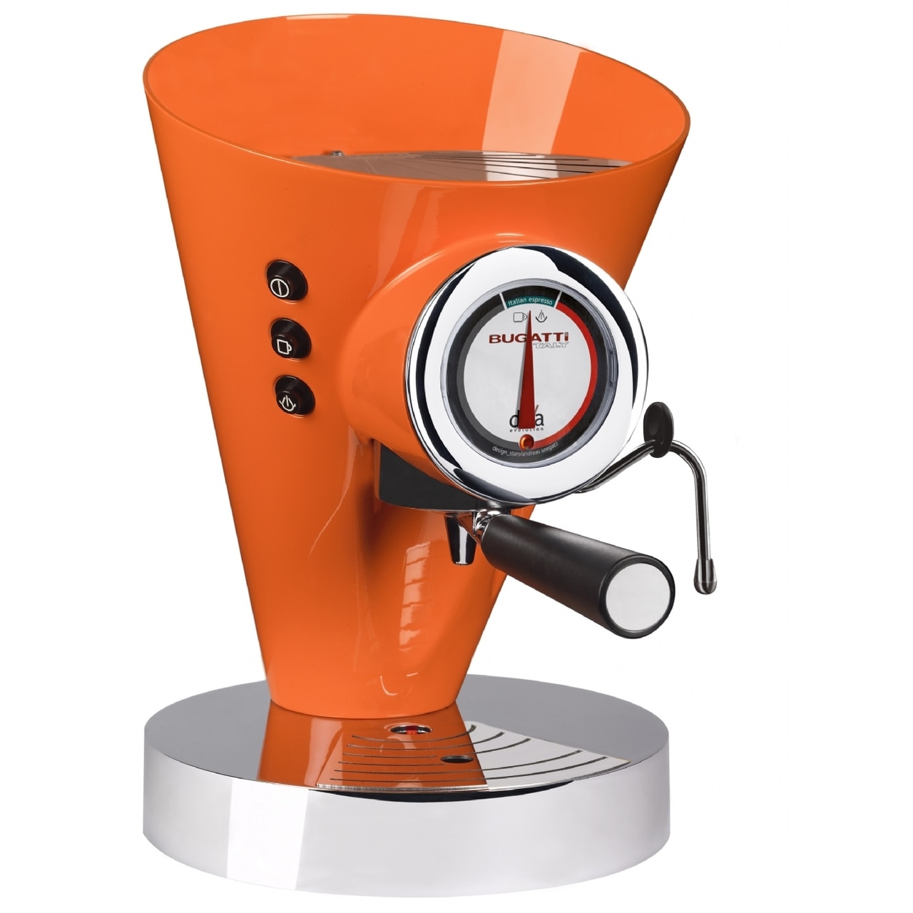 Espressor manual Casa Bugatti, Diva Evolution, 1700W, 15 bar, compatibil cu cafea macinata sau capsule universale, functie de spumare a laptelui, portocaliu